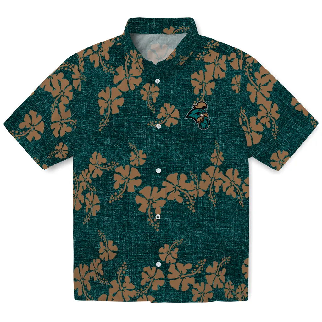 Coastal Carolina Chanticleers Hawaiian Shirt - 50th State Flower coastal carolina chanticleers hibiscus petals green hawaiian shirts best selling
