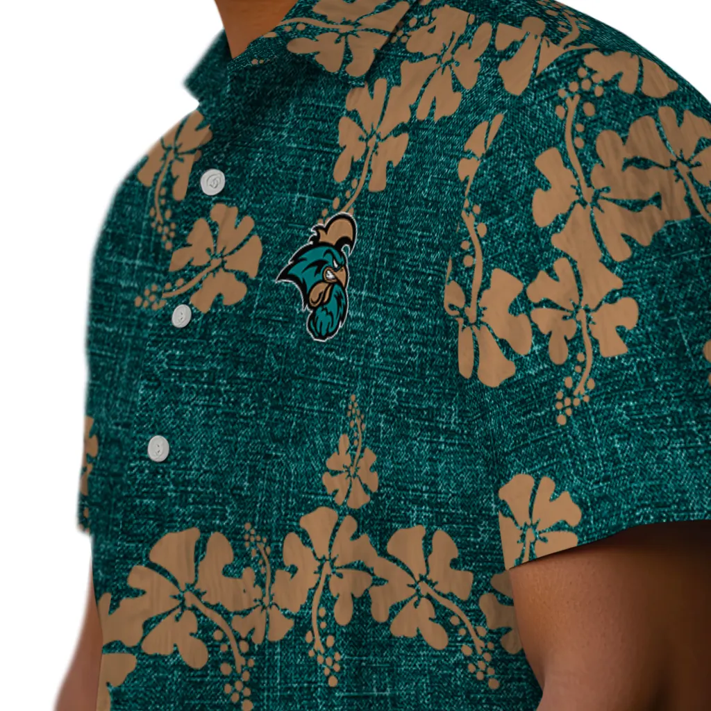 Coastal Carolina Chanticleers Hawaiian Shirt - 50th State Flower coastal carolina chanticleers hibiscus petals green hawaiian shirts trendy