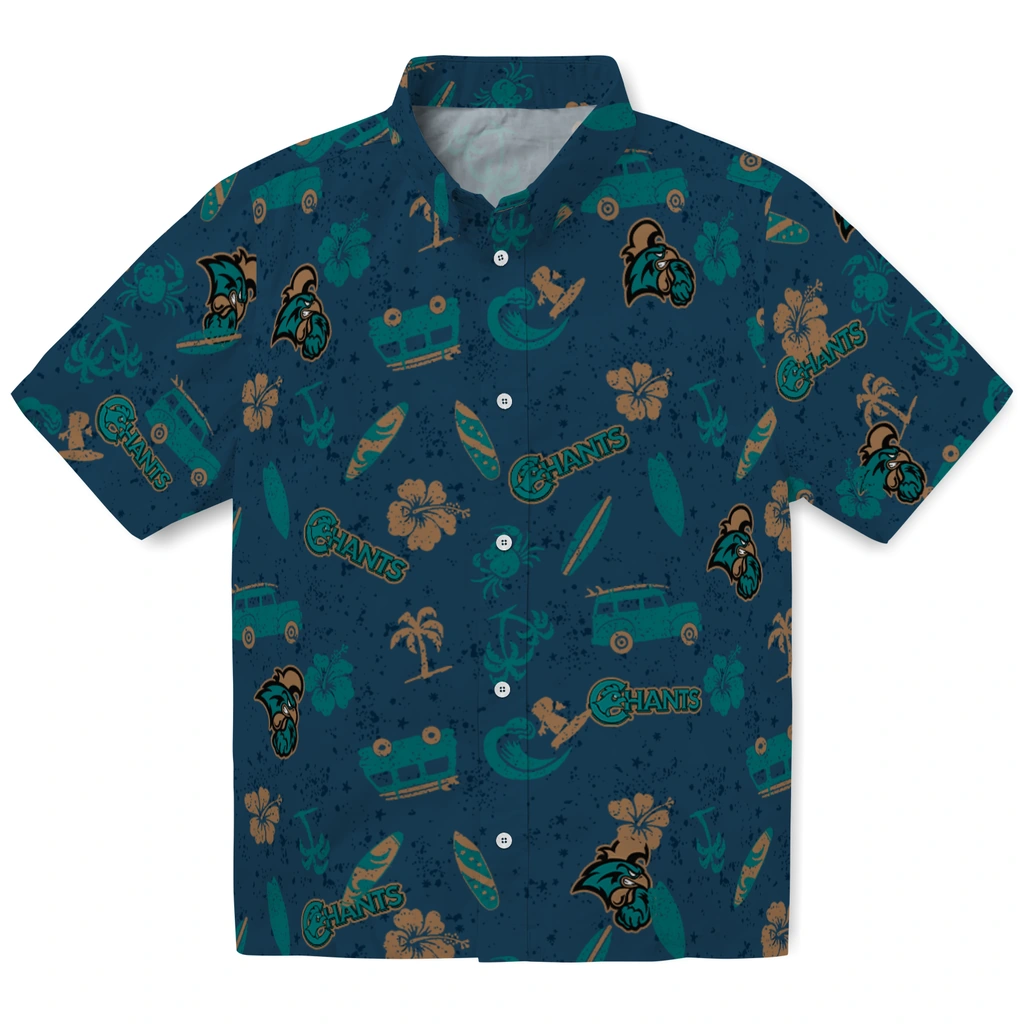 Coastal Carolina Chanticleers Hawaiian Shirt - Beach Vibe coastal carolina chanticleers beach vibe navy hawaiian shirts best selling