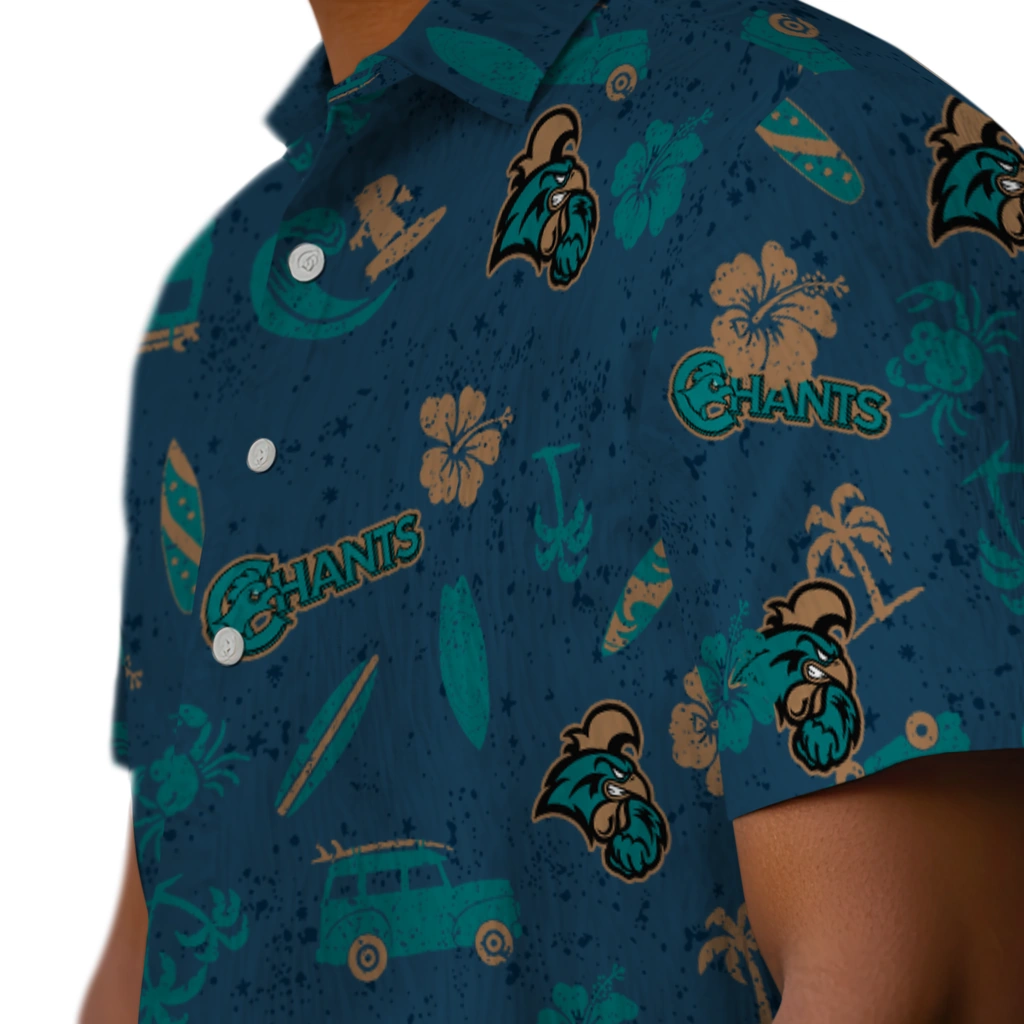 Coastal Carolina Chanticleers Hawaiian Shirt - Beach Vibe coastal carolina chanticleers beach vibe navy hawaiian shirts trendy