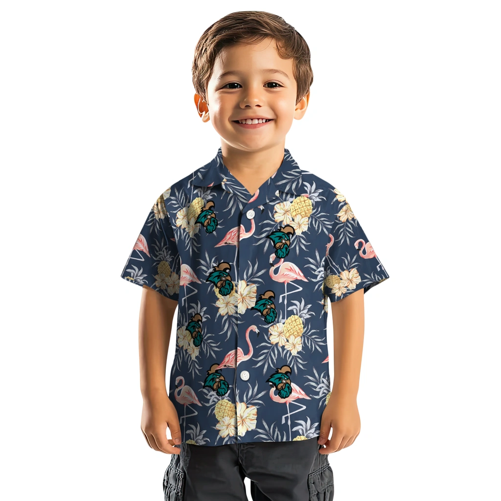 Coastal Carolina Chanticleers Hawaiian Shirt - Flamingo Hibiscus coastal carolina chanticleers flamingo hibiscus navy hawaiian shirts top rated