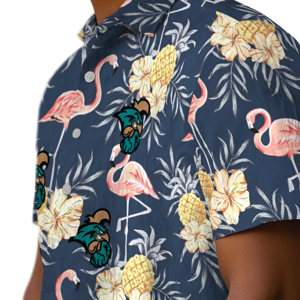 Coastal Carolina Chanticleers Hawaiian Shirt - Flamingo Hibiscus coastal carolina chanticleers flamingo hibiscus navy hawaiian shirts trendy