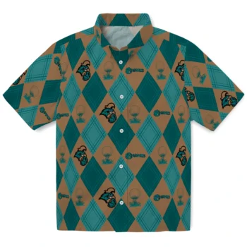 coastal carolina chanticleers balloon plaid green hawaiian shirts best selling