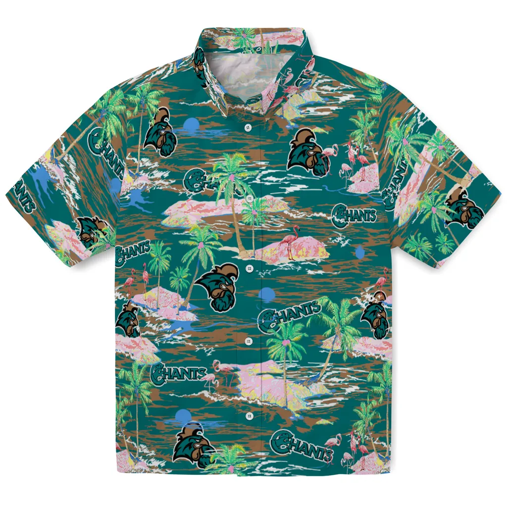 Coastal Carolina Chanticleers Hawaiian Shirt - Hawaii Island coastal carolina chanticleers flamingo retreat green hawaiian shirts best selling