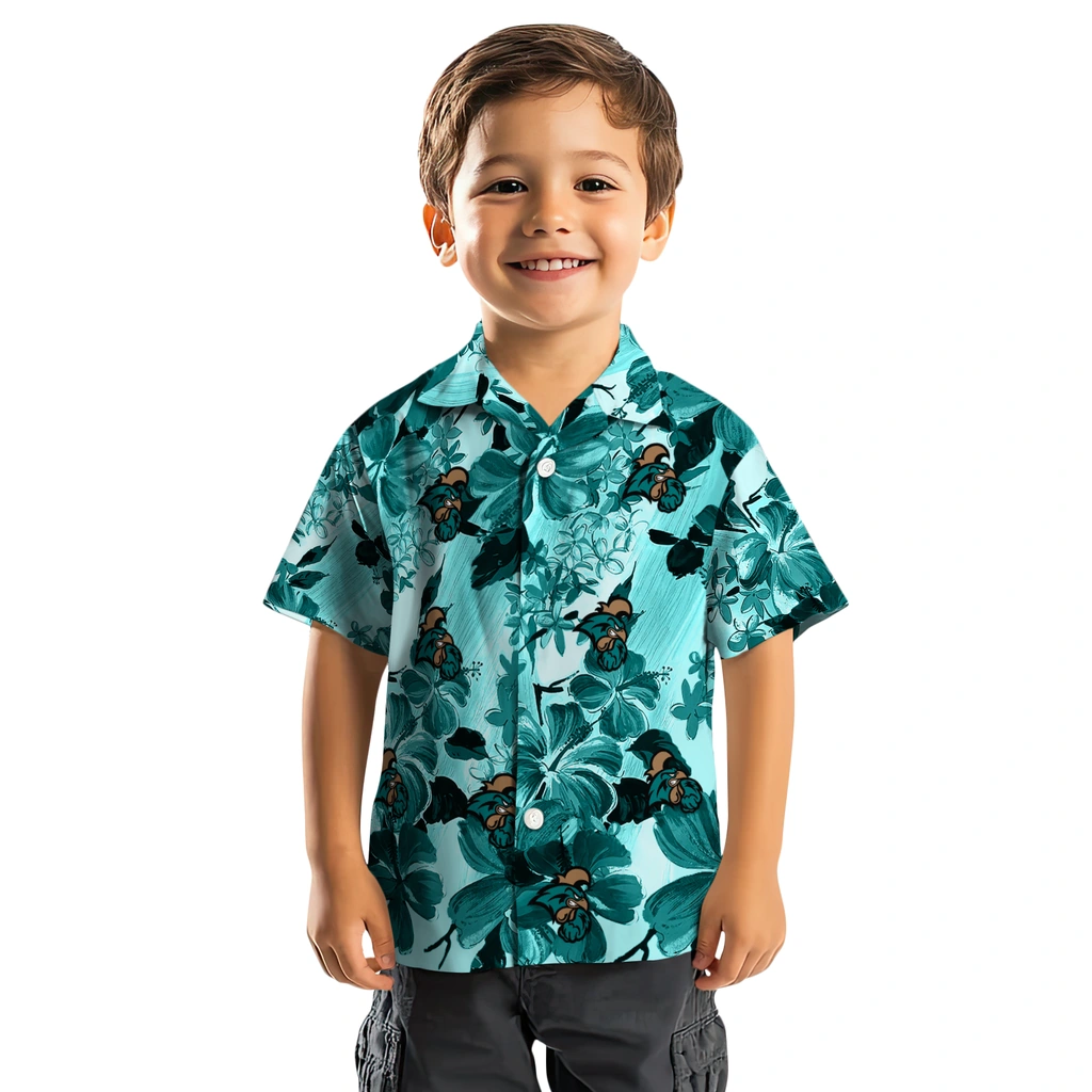 Coastal Carolina Chanticleers Hawaiian Shirt - Hibiscus Arrangement coastal carolina chanticleers hibiscus arrangement green hawaiian shirts top rated