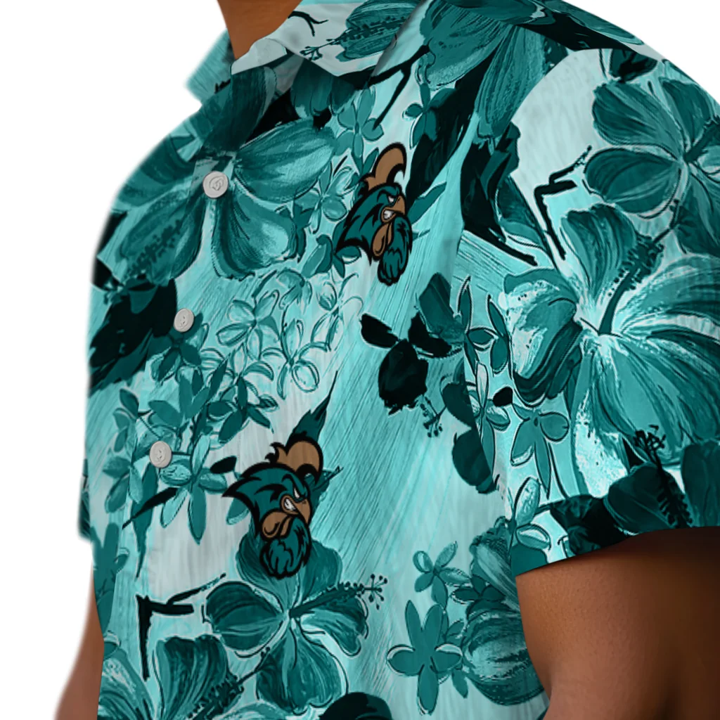 Coastal Carolina Chanticleers Hawaiian Shirt - Hibiscus Arrangement coastal carolina chanticleers hibiscus arrangement green hawaiian shirts trendy