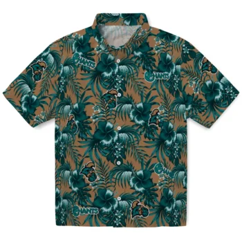 coastal carolina chanticleers hibiscus exotic green hawaiian shirts best selling