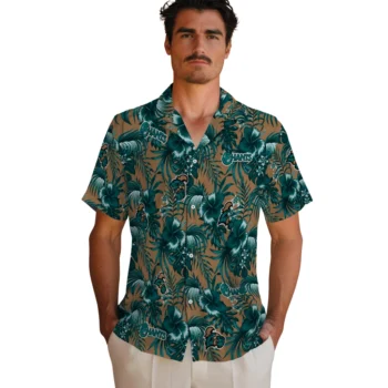 coastal carolina chanticleers hibiscus exotic green hawaiian shirts fashion forward
