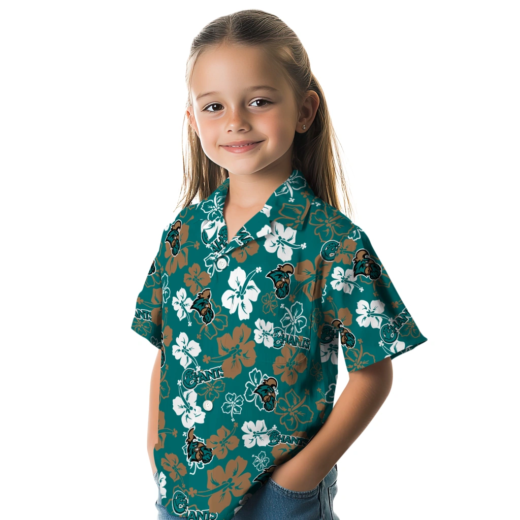 Coastal Carolina Chanticleers Hawaiian Shirt - Hibiscus Flower Design coastal carolina chanticleers hibiscus bloom green hawaiian shirts premium grade