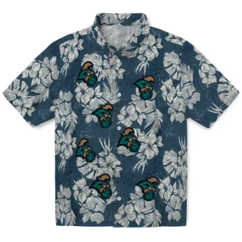 coastal carolina chanticleers hibiscus flowers navy blue hawaiian shirts best selling