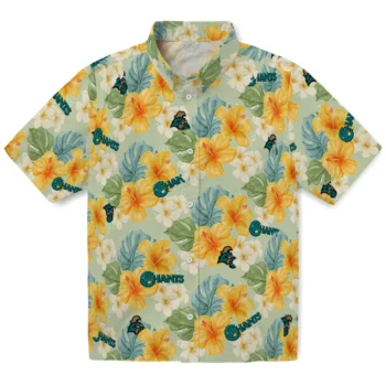 coastal carolina chanticleers hibiscus mood pale lime yellow hawaiian shirts best selling