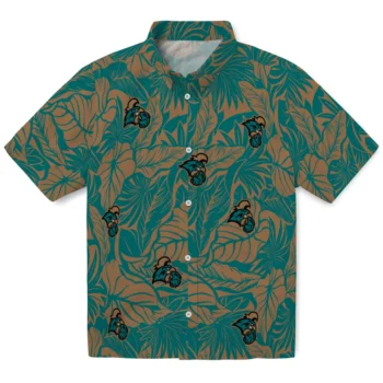 coastal carolina chanticleers monstera layer green hawaiian shirts best selling