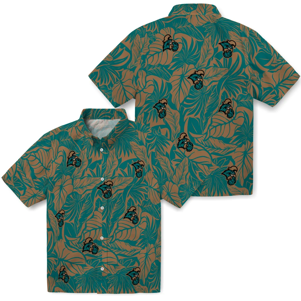 Coastal Carolina Chanticleers Hawaiian Shirt - Monstera Layer coastal carolina chanticleers monstera layer green hawaiian shirts high quality