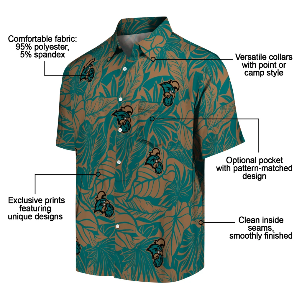 Coastal Carolina Chanticleers Hawaiian Shirt - Monstera Layer coastal carolina chanticleers monstera layer green hawaiian shirts new arrival
