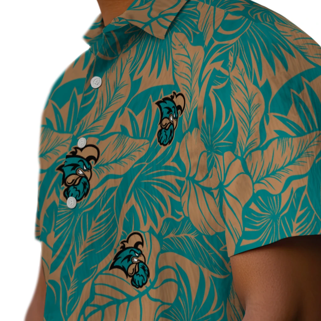 Coastal Carolina Chanticleers Hawaiian Shirt - Monstera Layer coastal carolina chanticleers monstera layer green hawaiian shirts trendy
