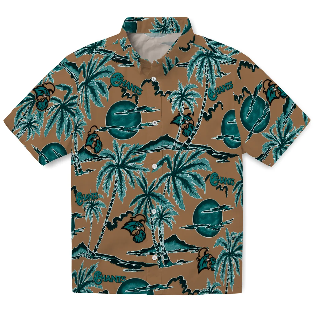 Coastal Carolina Chanticleers Hawaiian Shirt - Palm Sunset coastal carolina chanticleers palm sunset hawaiian shirts best selling