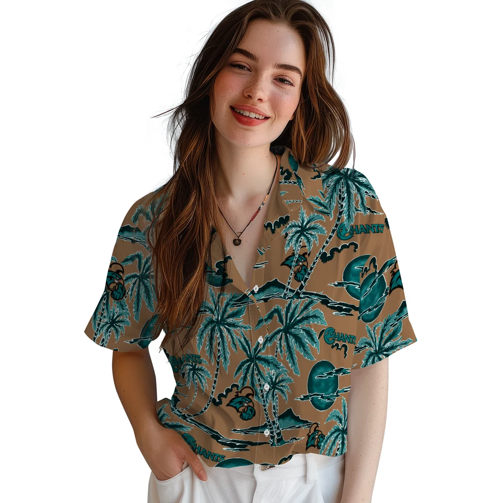 Coastal Carolina Chanticleers Hawaiian Shirt - Palm Sunset coastal carolina chanticleers palm sunset hawaiian shirts latest model