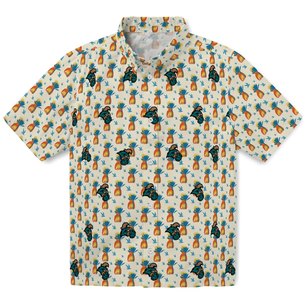 Coastal Carolina Chanticleers Hawaiian Shirt - Pineapple Delight coastal carolina chanticleers pineapple delight beige hawaiian shirts best selling