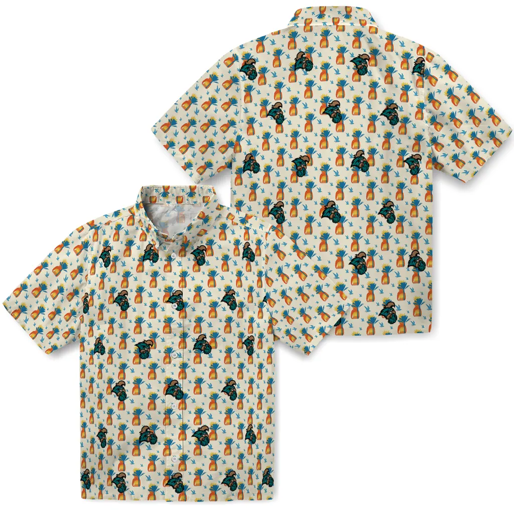 Coastal Carolina Chanticleers Hawaiian Shirt - Pineapple Delight coastal carolina chanticleers pineapple delight beige hawaiian shirts high quality
