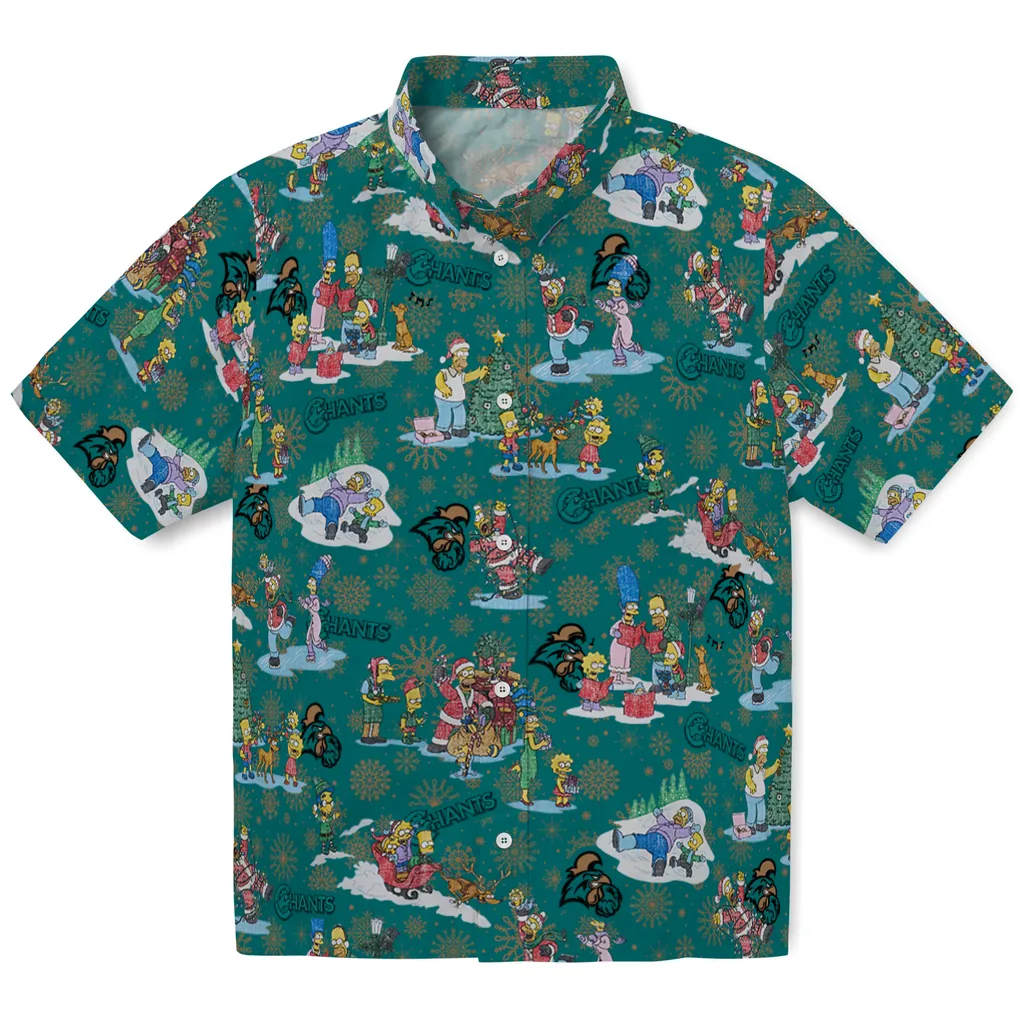 Coastal Carolina Chanticleers Hawaiian Shirt - Simpsons Christmas coastal carolina chanticleers simpsons christmas green hawaiian shirts best selling