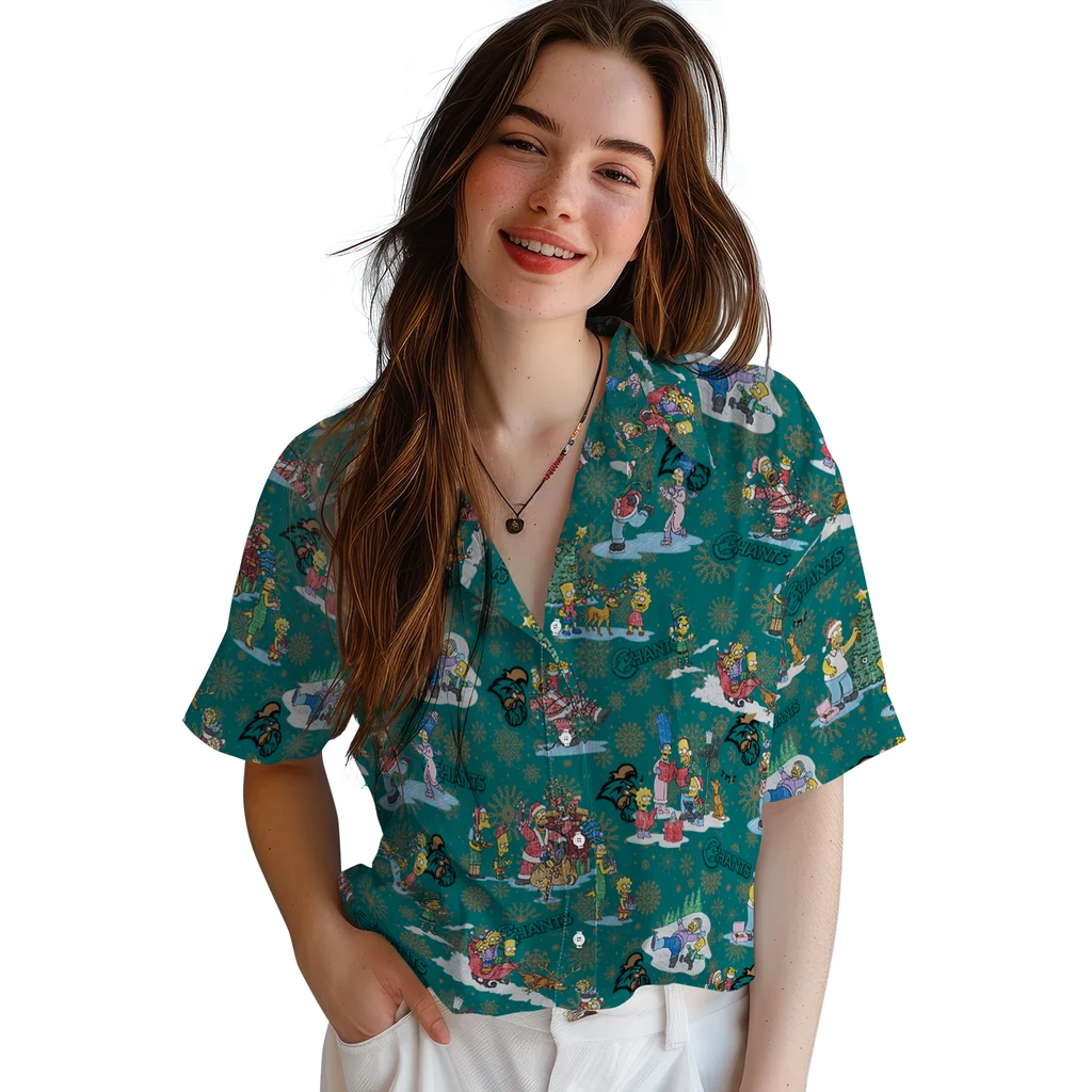 Coastal Carolina Chanticleers Hawaiian Shirt - Simpsons Christmas coastal carolina chanticleers simpsons christmas green hawaiian shirts latest model