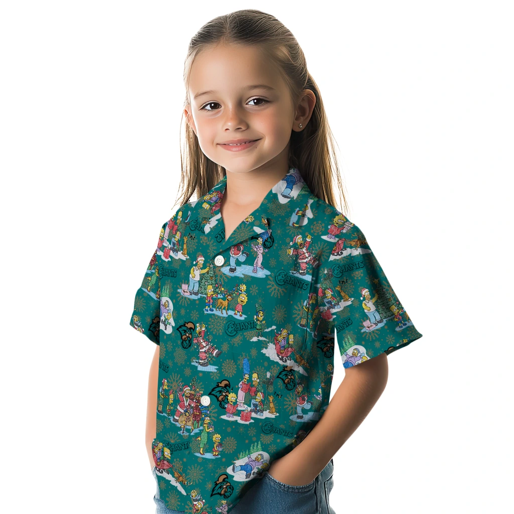 Coastal Carolina Chanticleers Hawaiian Shirt - Simpsons Christmas coastal carolina chanticleers simpsons christmas green hawaiian shirts premium grade