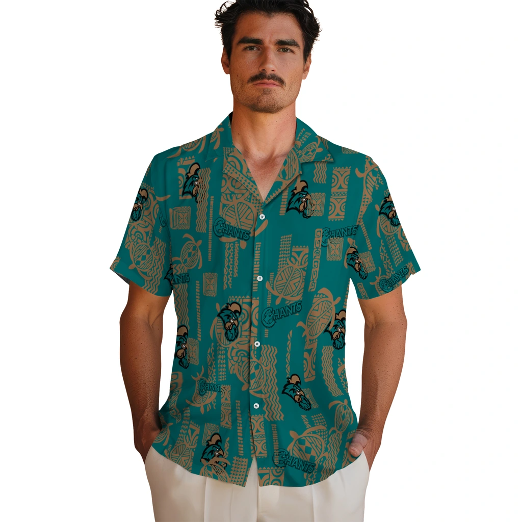 Coastal Carolina Chanticleers Hawaiian Shirt - Turtle Lines coastal carolina chanticleers turtle lines green hawaiian shirts fashion forward