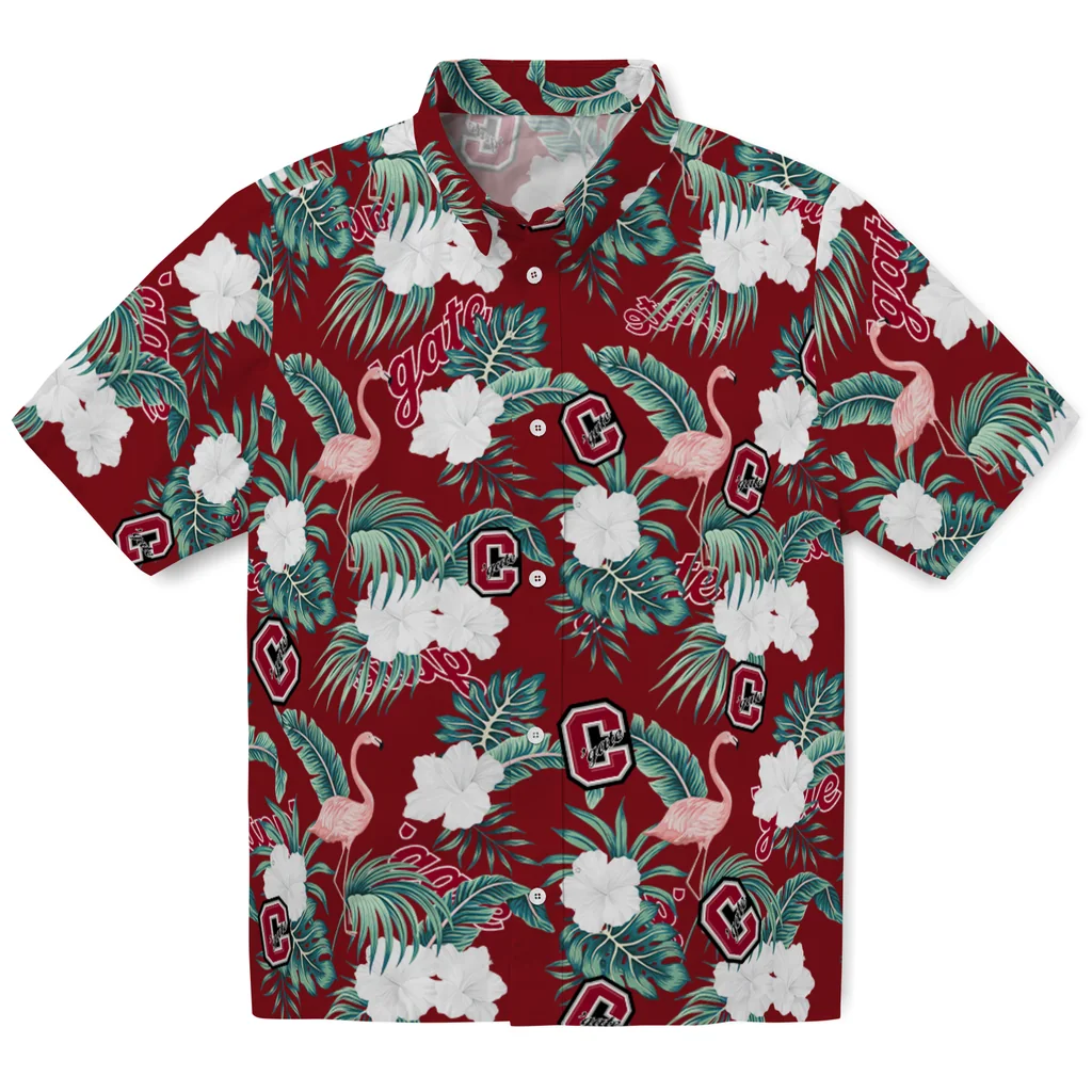 Colgate Raiders Hawaiian Shirt - Flamingo and Hibiscus colgate raiders flamingo palms maroon hawaiian shirts best selling