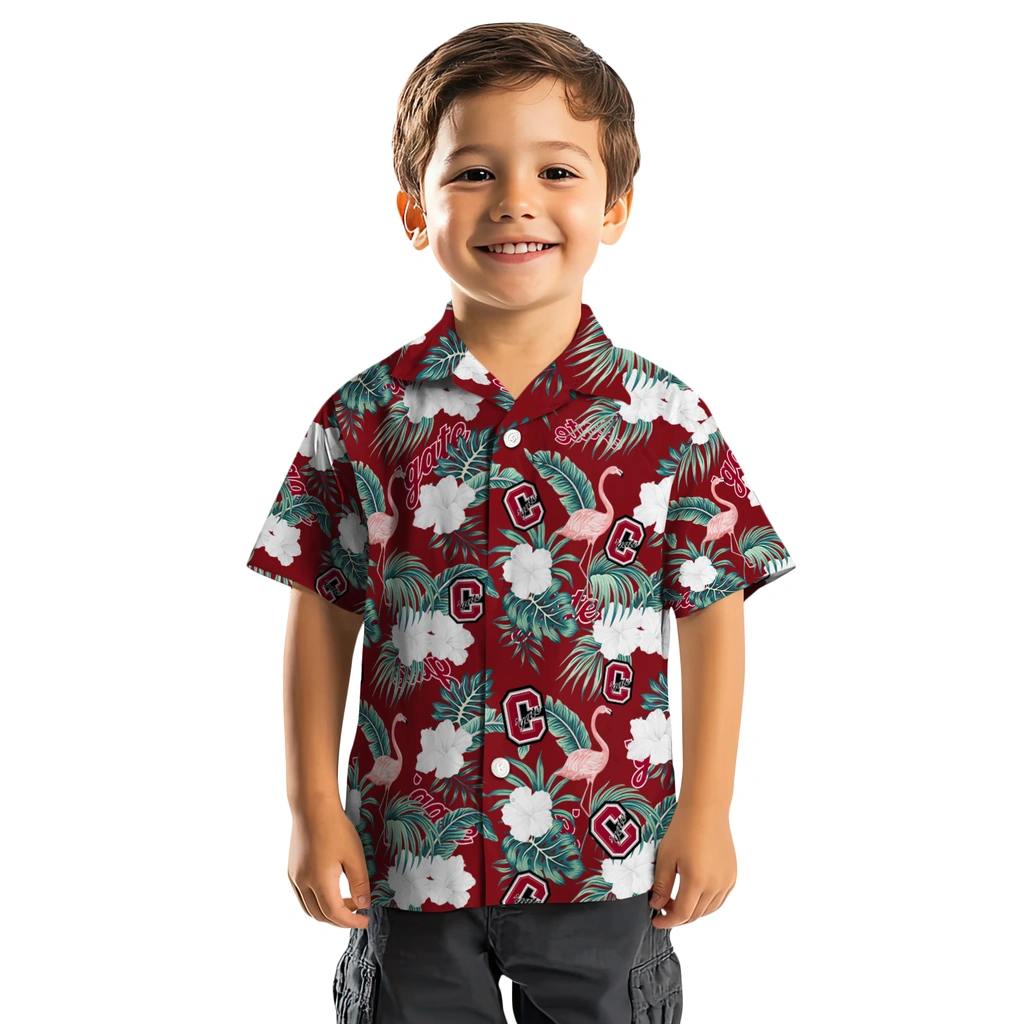 Colgate Raiders Hawaiian Shirt - Flamingo and Hibiscus colgate raiders flamingo palms maroon hawaiian shirts top rated