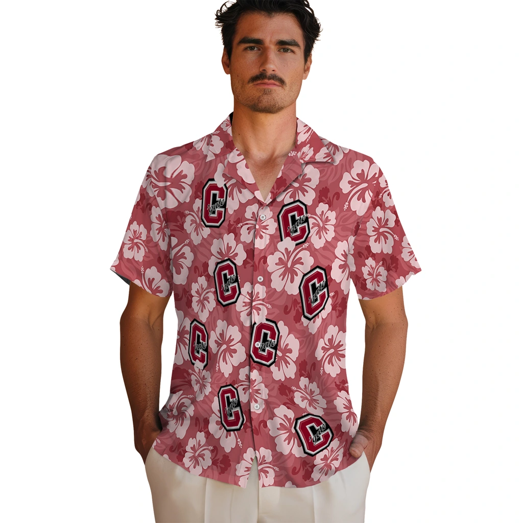 Colgate Raiders Hawaiian Shirt - Hibiscus Cluster colgate raiders hibiscus cluster maroon hawaiian shirts fashion forward