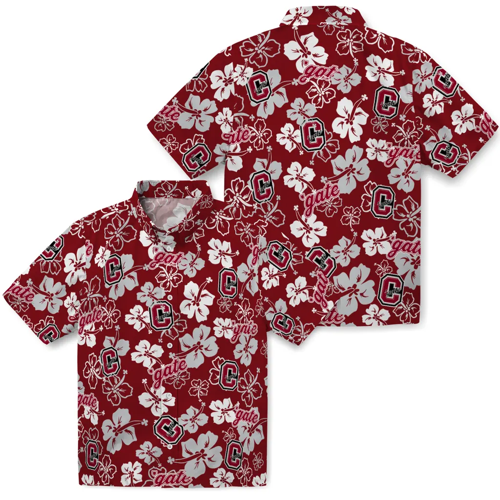 Colgate Raiders Hawaiian Shirt - Hibiscus Flower Design colgate raiders hibiscus bloom maroon hawaiian shirts high quality
