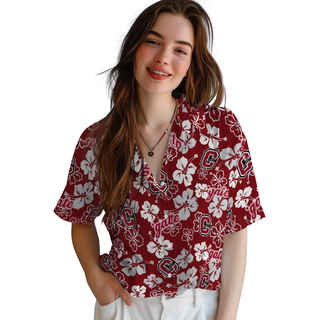 Colgate Raiders Hawaiian Shirt - Hibiscus Flower Design colgate raiders hibiscus bloom maroon hawaiian shirts latest model