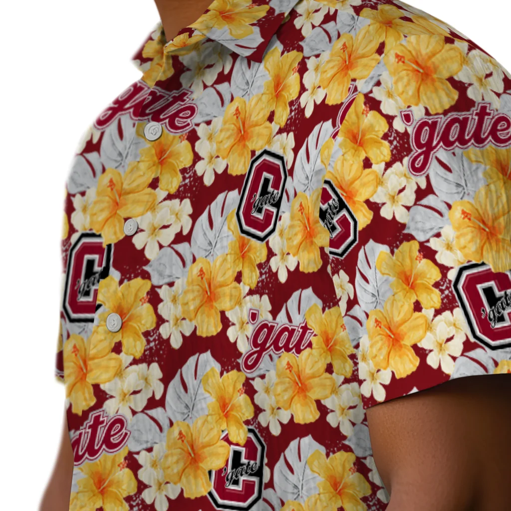 Colgate Raiders Hawaiian Shirt - Hibiscus Tropics colgate raiders hibiscus tropics maroon yellow hawaiian shirts trendy