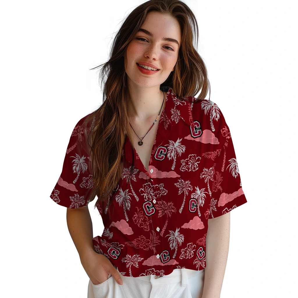 Colgate Raiders Hawaiian Shirt - Palm And Clouds colgate raiders palm and clouds maroon hawaiian shirts latest model
