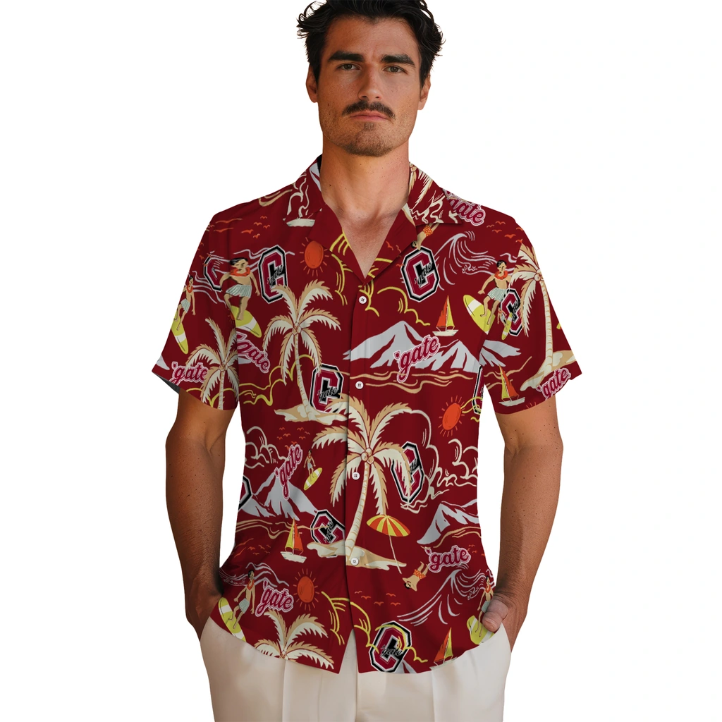 Colgate Raiders Hawaiian Shirt - Palm Tree Island colgate raiders palm tree island maroon hawaiian shirts fashion forward