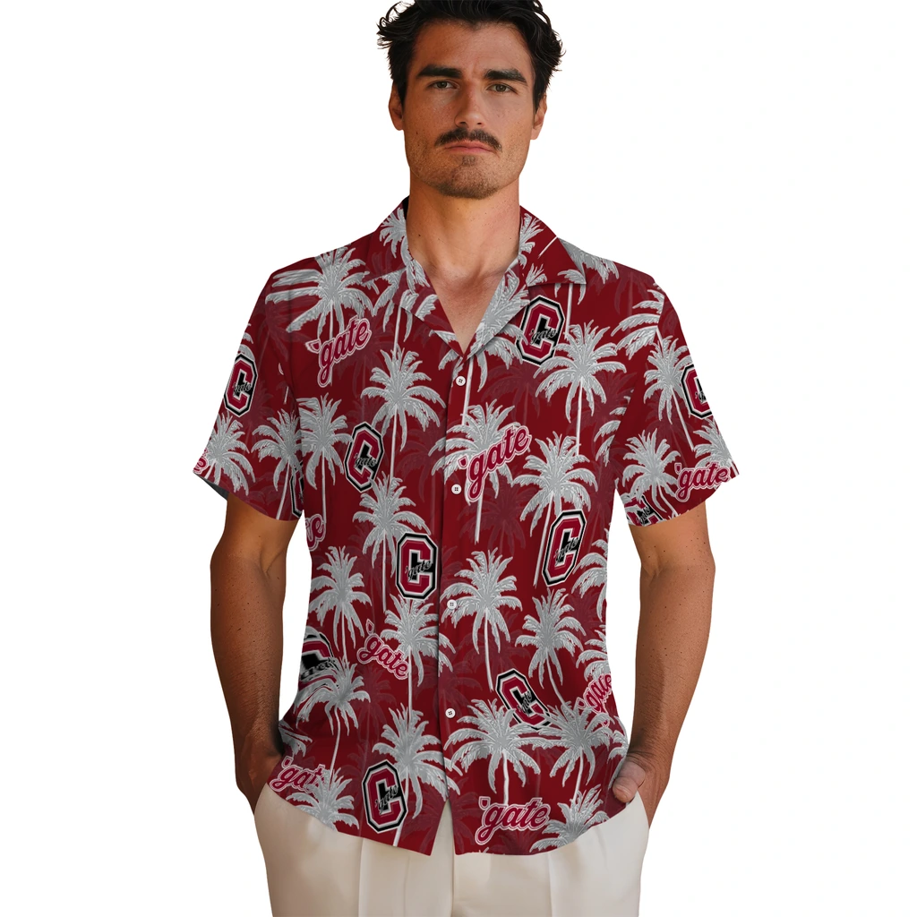 Colgate Raiders Hawaiian Shirt - Palm Tree Motif colgate raiders palm grove maroon hawaiian shirts fashion forward