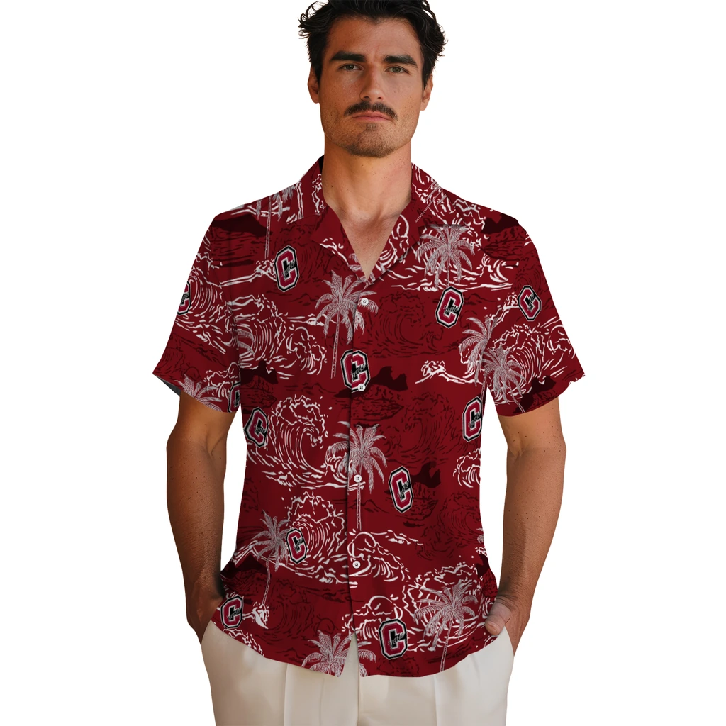 Colgate Raiders Hawaiian Shirt - Wave Palm colgate raiders wave palm maroon hawaiian shirts fashion forward