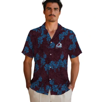 colorado avalanche hibiscus petals burgundy hawaiian shirts fashion forward