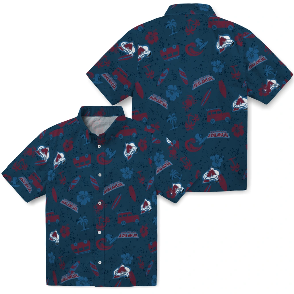 Colorado Avalanche Hawaiian Shirt - Beach Vibe colorado avalanche beach vibe navy hawaiian shirts high quality