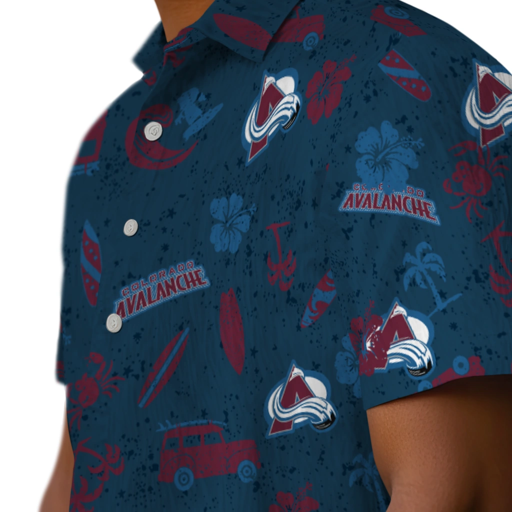 Colorado Avalanche Hawaiian Shirt - Beach Vibe colorado avalanche beach vibe navy hawaiian shirts trendy