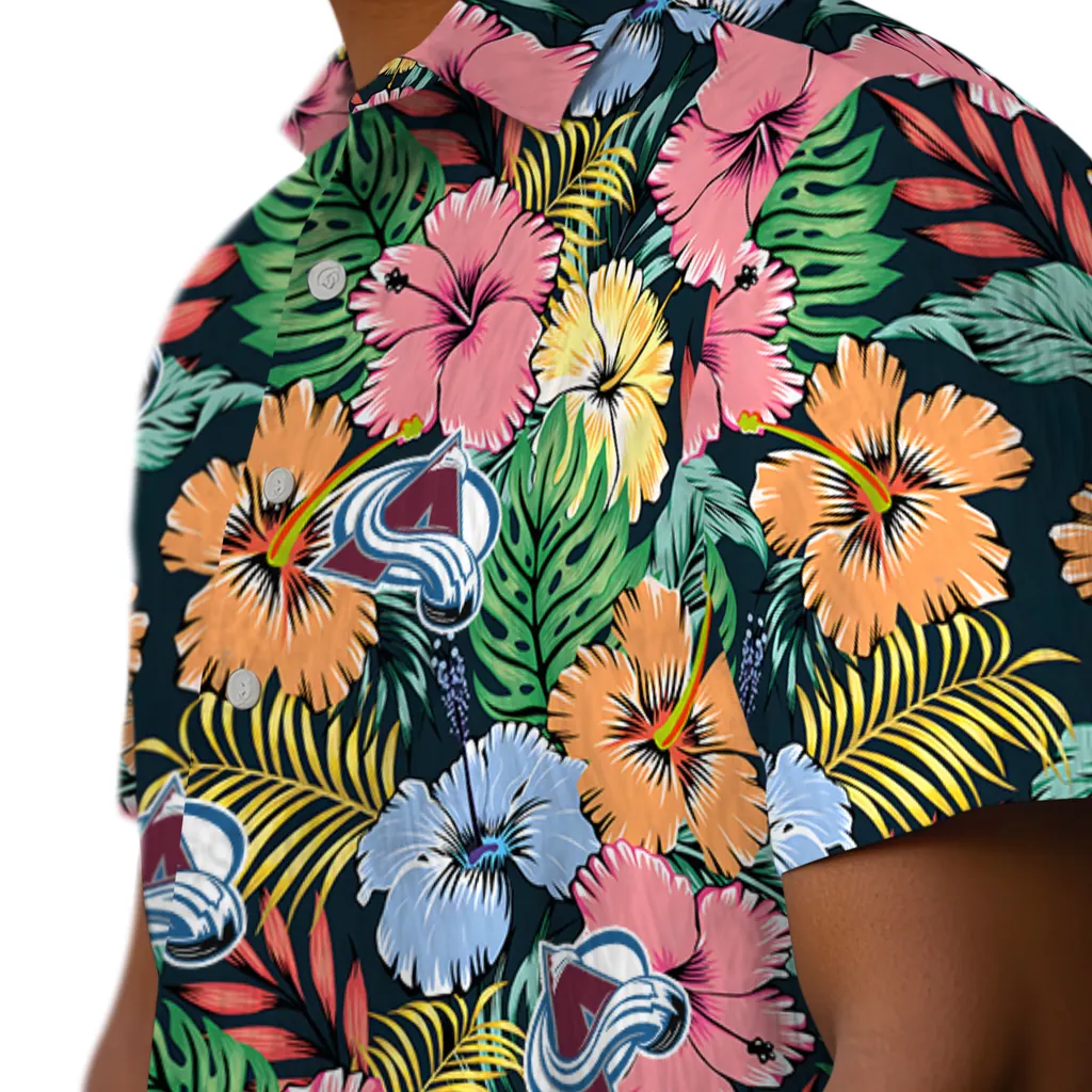 Colorado Avalanche Hawaiian Shirt - Brilliant Hibiscus Garden colorado avalanche brilliant hibiscus garden hawaiian shirts trendy