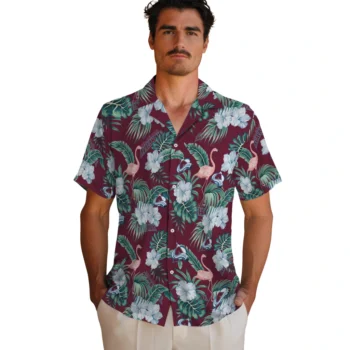 colorado avalanche flamingo palms burgundy hawaiian shirts fashion forward