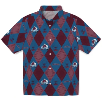 colorado avalanche balloon plaid burgundy hawaiian shirts best selling