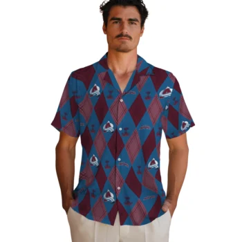 colorado avalanche balloon plaid burgundy hawaiian shirts fashion forward