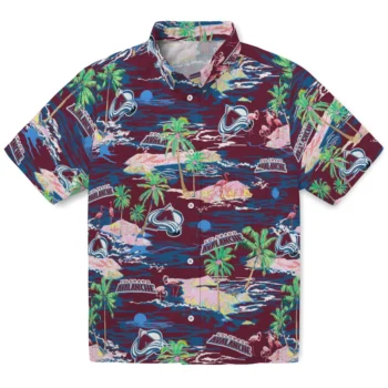 colorado avalanche flamingo retreat burgundy hawaiian shirts best selling