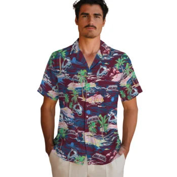 colorado avalanche flamingo retreat burgundy hawaiian shirts fashion forward