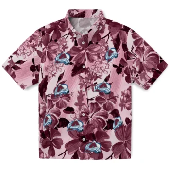 colorado avalanche hibiscus arrangement burgundy hawaiian shirts best selling