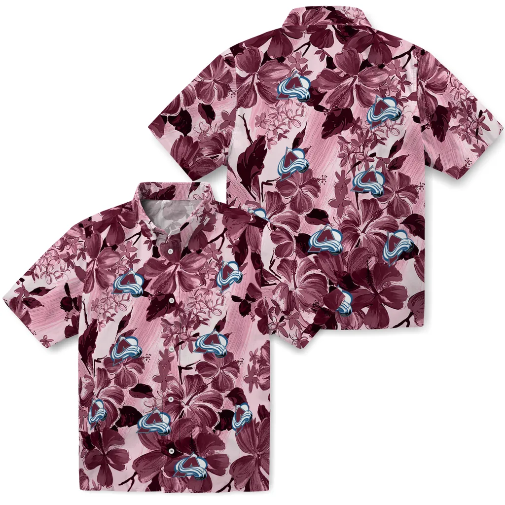 Colorado Avalanche Hawaiian Shirt - Hibiscus Arrangement colorado avalanche hibiscus arrangement burgundy hawaiian shirts high quality