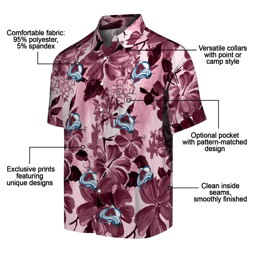 Colorado Avalanche Hawaiian Shirt - Hibiscus Arrangement colorado avalanche hibiscus arrangement burgundy hawaiian shirts new arrival