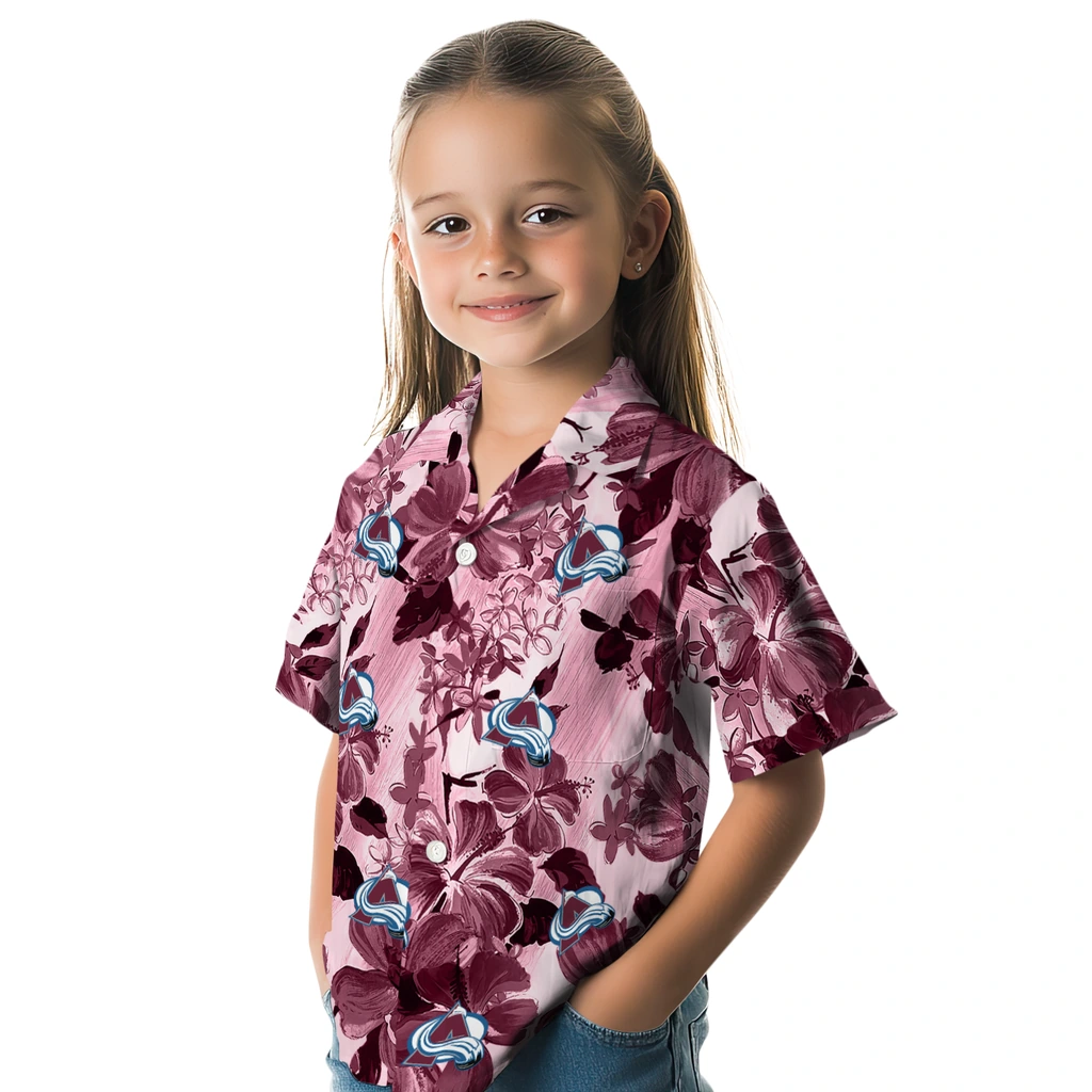 Colorado Avalanche Hawaiian Shirt - Hibiscus Arrangement colorado avalanche hibiscus arrangement burgundy hawaiian shirts premium grade